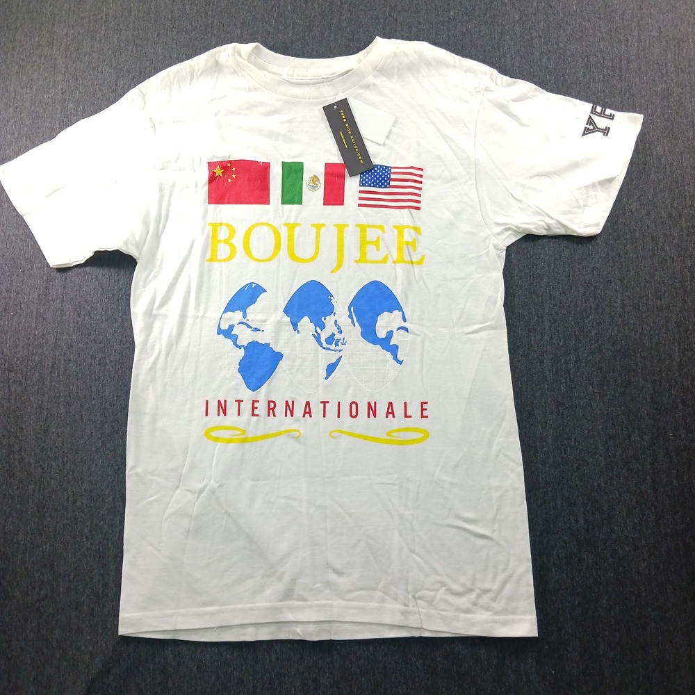 YRN Yung Rich Nation Boujee Internationale White Graphic T-Shirt Mens Medium NEW